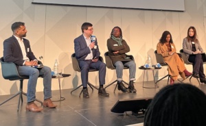 Panellists at the session "Message in a bottle: Uncertainty, hope and the future of journalism" at the DW Akademie event in Berlin on 28 January 2026.